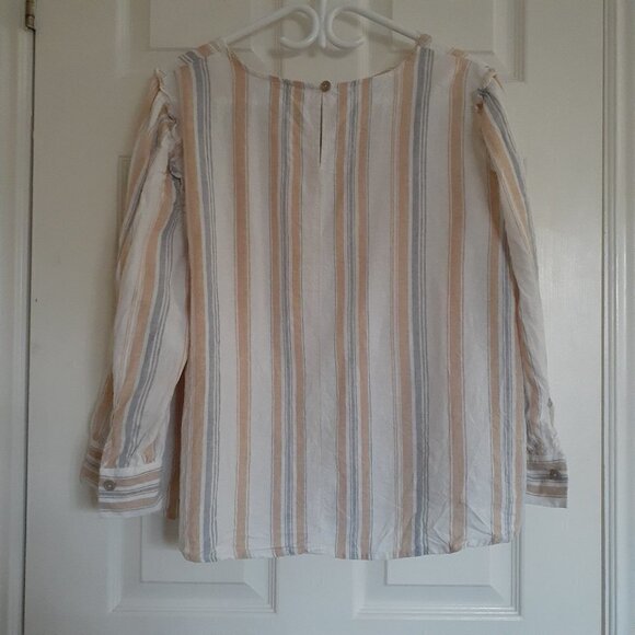 Striped Long Sleeve Top - Cream, Tan, and Gray - Picture 2 of 13